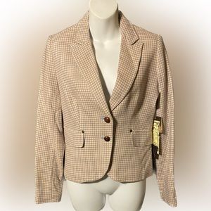 Houndstooth Double Button Closure Cropped Blazer by Fillm Studios